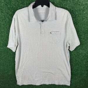 Vineyard Vines Mens L Edgartown Polo Shirt Pima Cotton Blue Stripe Preppy